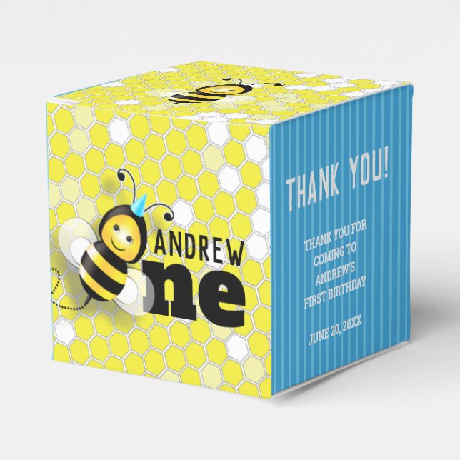 Cajas de Favor del Primer Cumpleaños de Abeja Feli (Costado Anverso)