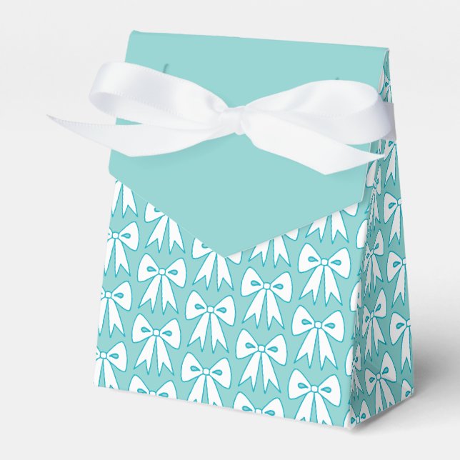 Cajas de Favor Elegantes Aqua con Lazo (Front Side)