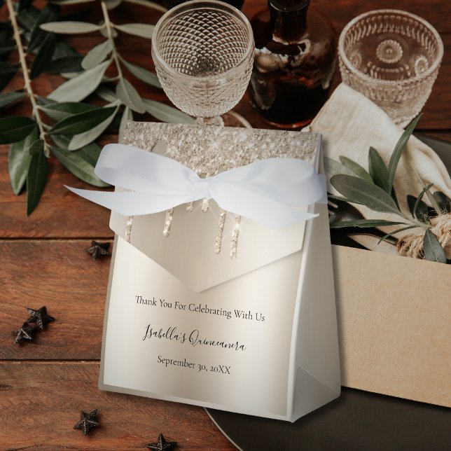 Cajas de Favor para Quinceañera con Brillo que Got (Champagne Dripping Glitter Favor Boxes for Weddings, Quinceanera's, Bridal Showers, and Birthday's)