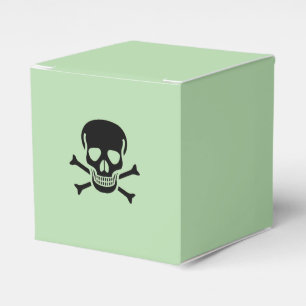 Cajas de favores cuadrados verdes del cráneo negro