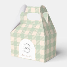 Cajas de favores de boda preppy de gingham verde c