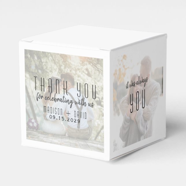 Cajas de favores de colaje de fotos de boda (Costado Anverso)