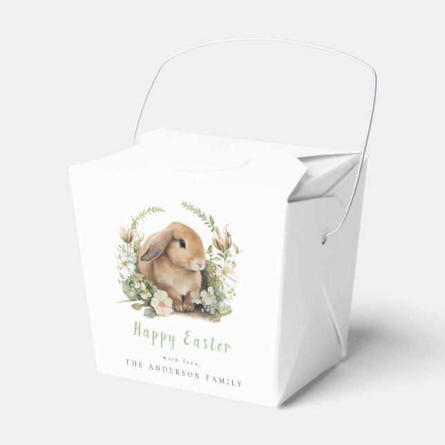 Cajas de Favores de Conejo de Pascua Floral (Front Side)