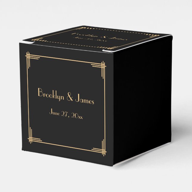 Cajas de favores de matrimonio Black Great Gatsby  (Costado Anverso)