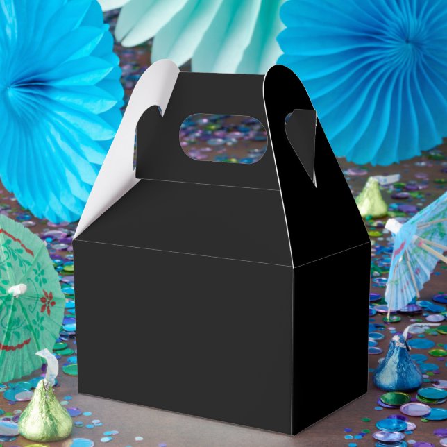 Cajas de favores negras personalizadas – Gable 4x2 (Fiesta)