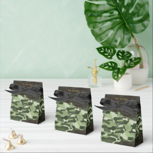 Cajas de favores personalizadas de camuflaje verde