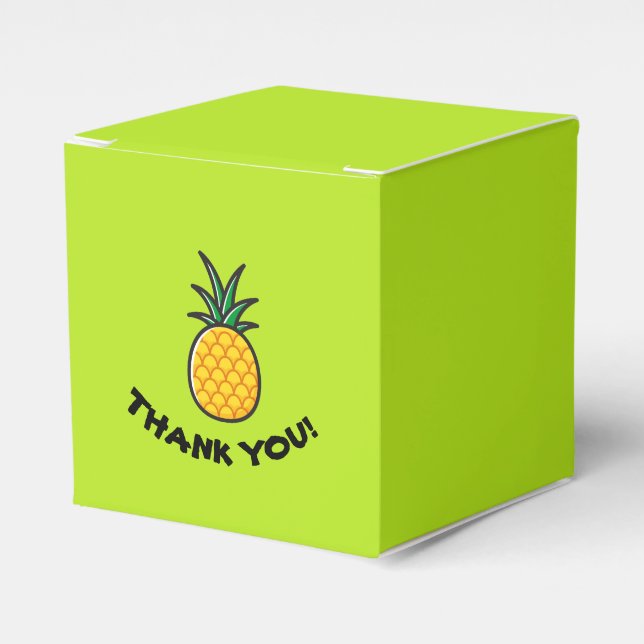 Cajas de favores tropicales personalizadas de piña (Costado Anverso)