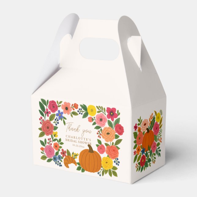 Cajas de favoritas de ducha con flores de calabaza (Reverso)