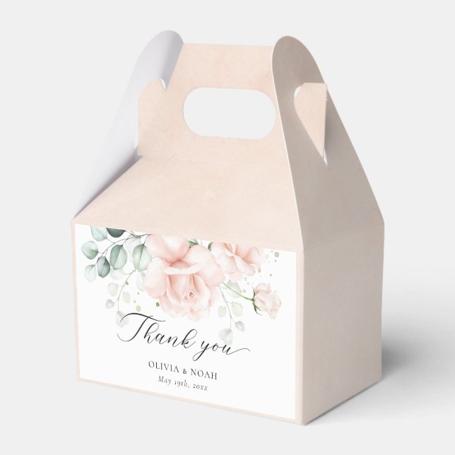 Cajas de favoritos de bodas rosadas de Rubor (Front Side)