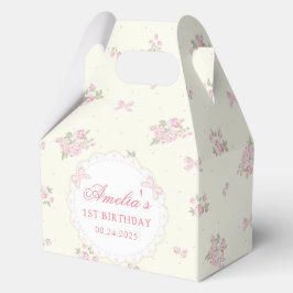 Cajas de favoritos de cumpleaños Coquette Pink Bow