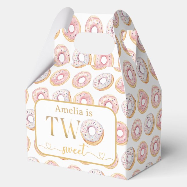 Cajas de favoritos de cumpleaños de donut rosados  (Anverso)