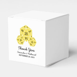 Cajas de favoritos de la boda amarilla D20 dados