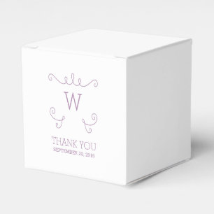 Cajas de favoritos de monograma malva y flúor