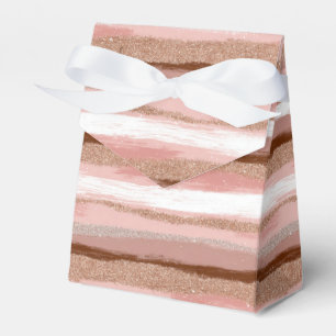 Cajas de favoritos rosadas Purpurina de oro rayado