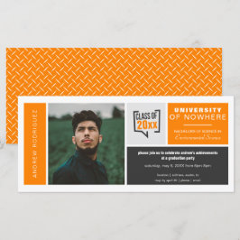 Cajas de naranja e invitación para graduación ampl