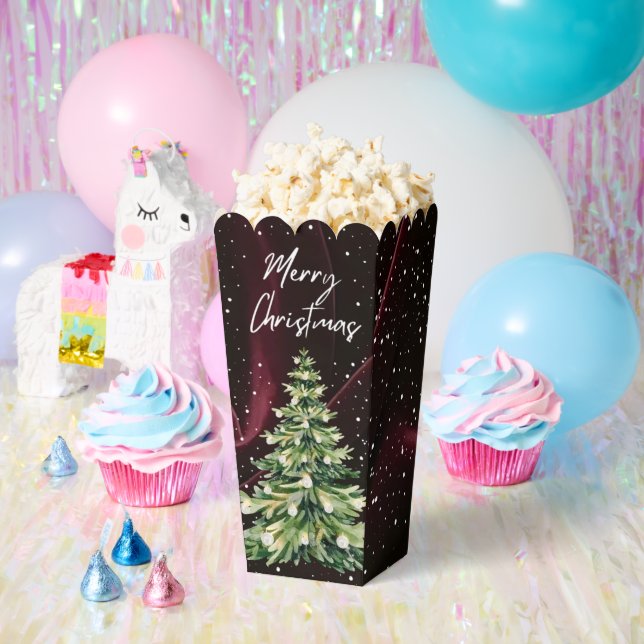 Cajas de palomitas de árbol de Navidad de terciope (Fiesta)