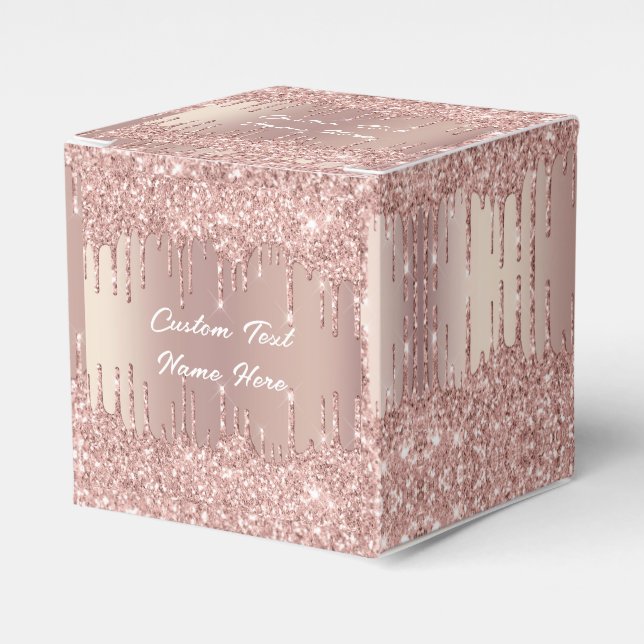 Cajas de Recuerdos de Boda Rosa Dorado Texto Perso (Costado Anverso)