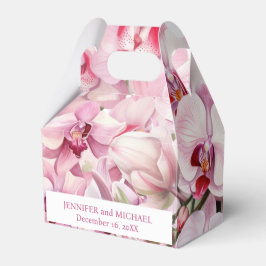 Cajas de regalo de acuarela de orquídeas rosas
