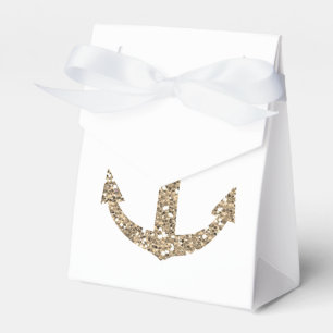 Cajas de regalo de boda con ancla náutica dorada