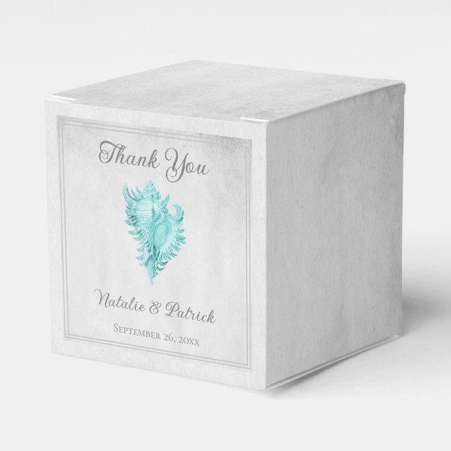 Cajas de regalo de boda de concha de caracol azul  (Costado Anverso)