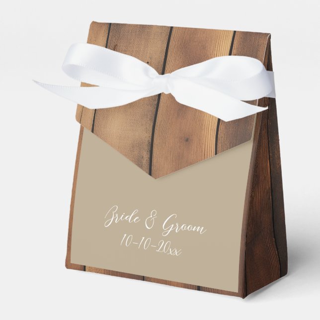 Cajas de regalo de boda de Madera Rústica y Encaje (Front Side)