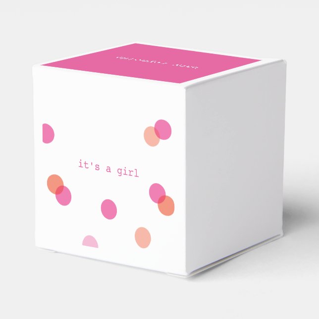 Cajas de regalo de confeti rosa | Es una niña (Reverso Costado)