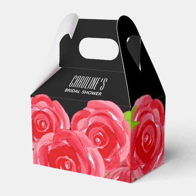 Cajas de regalo de estilo gable con rosas rojas en (Front Side)