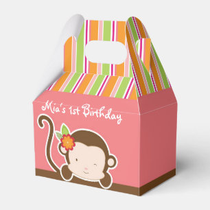 Cajas de regalo de fiesta a rayas Safari de mono c