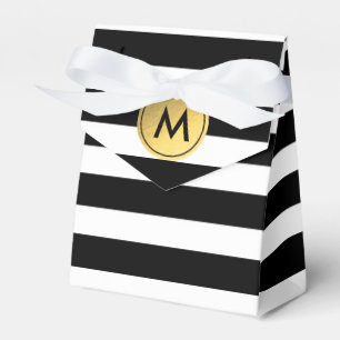 Cajas de regalo de fiesta con rayas negras y blanc
