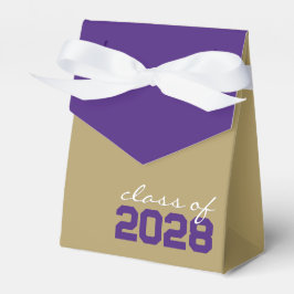 Cajas de regalo de graduación doradas y moradas