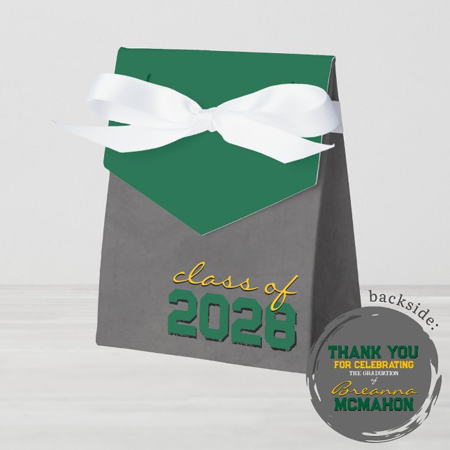 Cajas de regalo de Graduación Green & Gold Chalkbo (Green and Gold Chalkboard Graduation Personalized Favor Boxes)