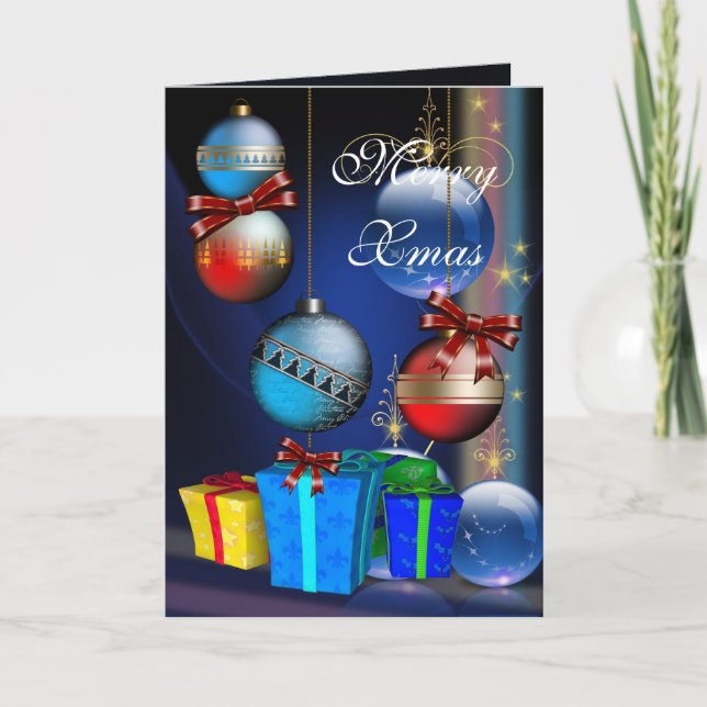 Cajas de regalo de Navidad con tarjetas Merry Xmas (Anverso)