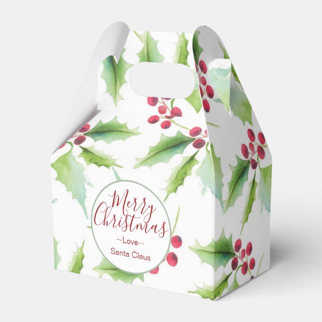 Cajas de regalo de Navidad de acebo en acuarela (Front Side)
