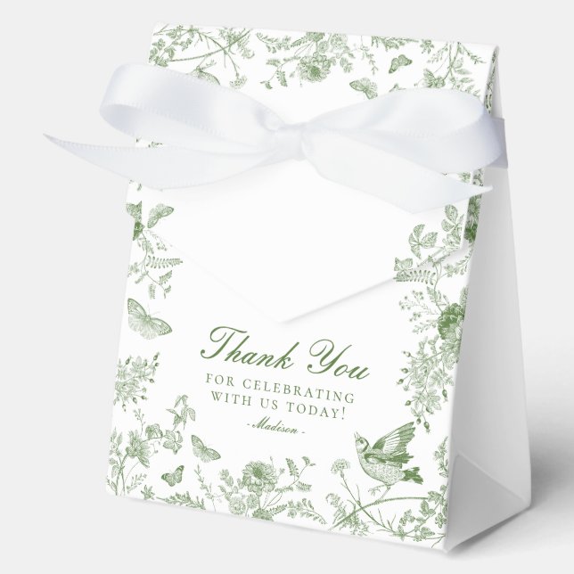 Cajas de regalo de postre florales verdes Toile De (Anverso)