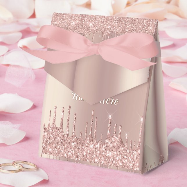Cajas de regalo de Purpurina de oro Rosa con nombr (Boda)
