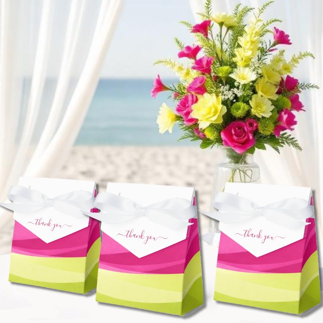 Cajas de Regalo Fuchsia y Verde Lima (Fuchsia and Lime Green Wedding Favor Boxes)