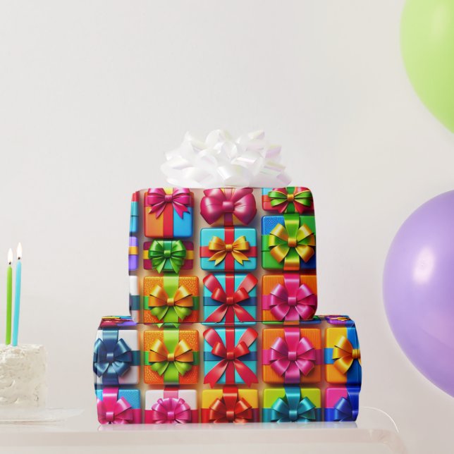 Cajas de regalo multicolores y arcos Papel de envo (Regalos de fiesta)