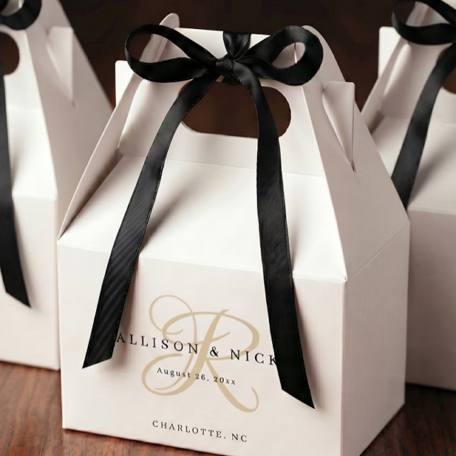 Cajas de regalo sencillas de oro con monograma par (Subido por el creador)