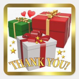 Cajas de regalo y corazones Gracias Pegatina cuadr