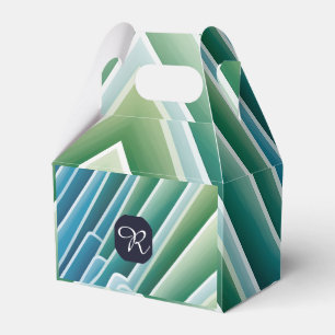 Cajas de regalos azules verdes abstractos con mono