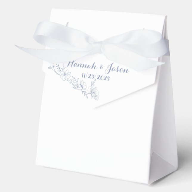 Cajas de regalos de boda Blissful Blue Blooms (Anverso)