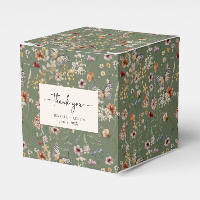 Cajas de regalos de boda boho Gracias Verdes (Costado Anverso)