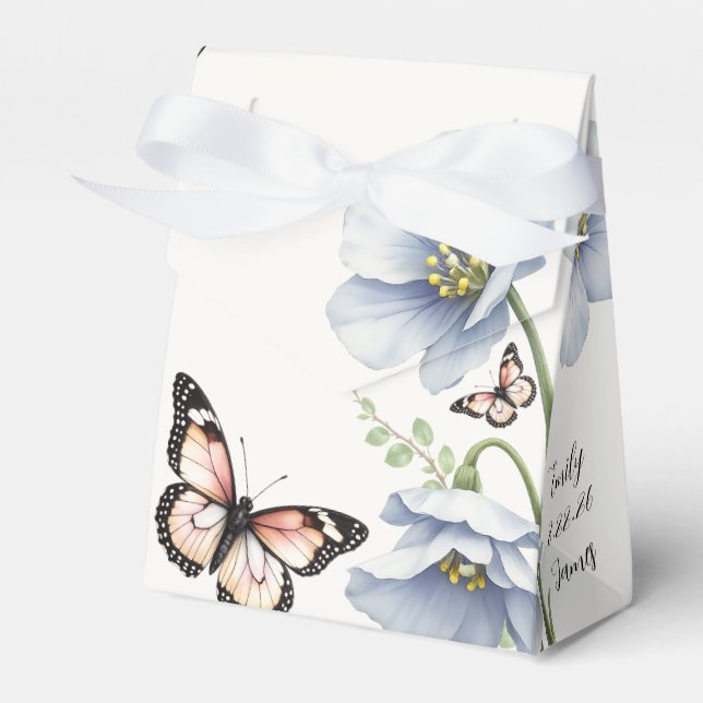 Cajas de regalos de boda con flores azules (Front Side)