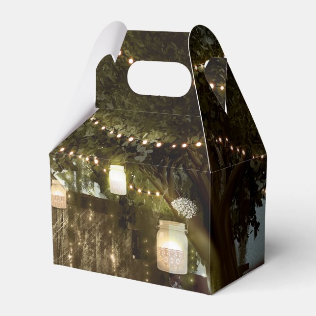 Cajas de regalos de boda con luces de granero rúst (Front Side)