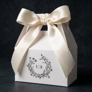 Cajas de regalos de boda con monograma floral eleg