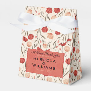 Cajas de regalos de boda con tulipanes de moda