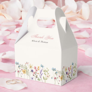 Cajas de regalos de boda de pradera de flores silv