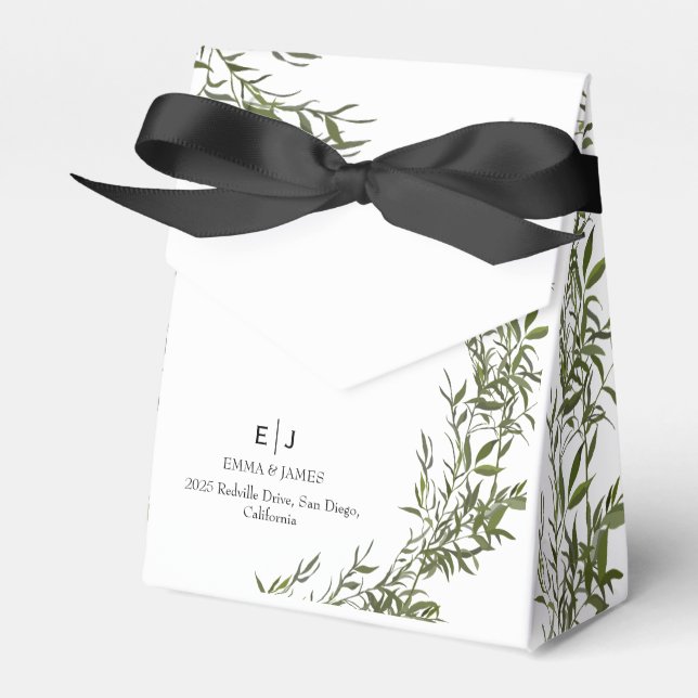Cajas de regalos de boda Greenery Chic (Front Side)