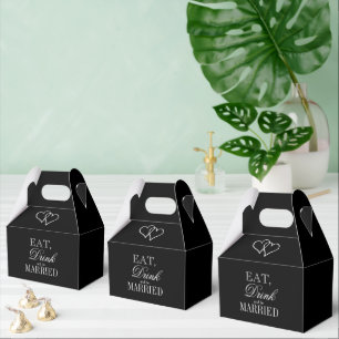 Cajas de regalos de boda negras para comer, beber 