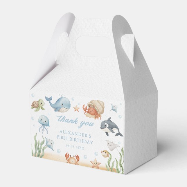 Cajas de regalos de cumpleaños de animales del océ (Front Side)